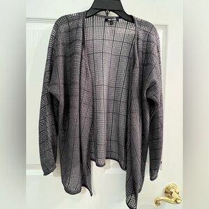NIC+ZOE Gray Linen Blend Open-Front Sweater Size S